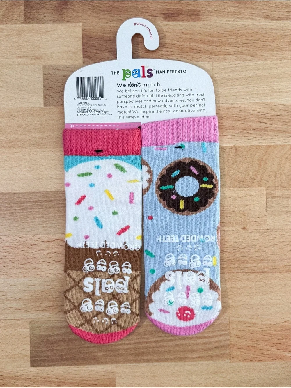 Pals Socks Kids' Mismatched Grip Socks - Donuts and Ice Cream